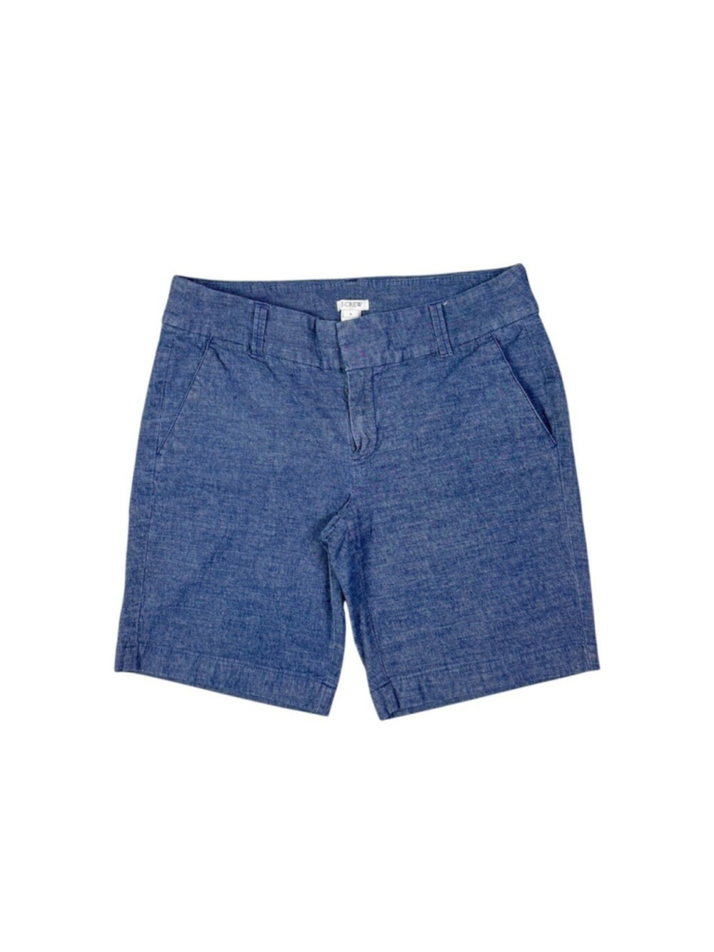 J.Crew Frankie Shorts Womens Size 6 Blue Chambray Stretch Chino Flat Front